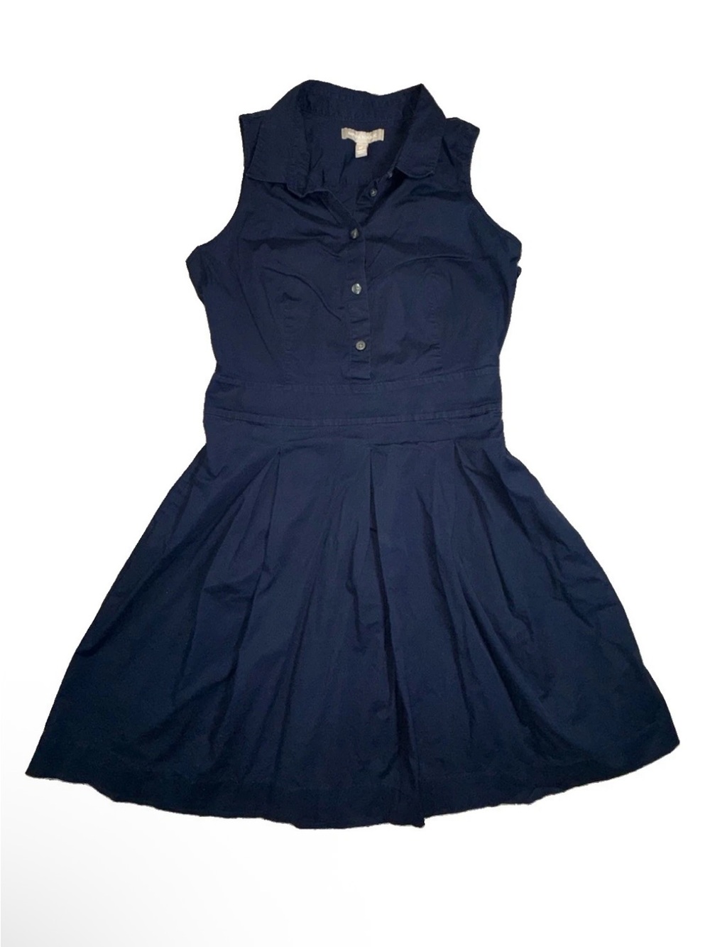 Sleeveless Navy Fit-and-Flare Dress